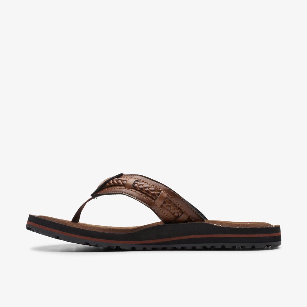 Brown Clarks Women's Fenner Nerice Flip Flops | 736FUYDWX