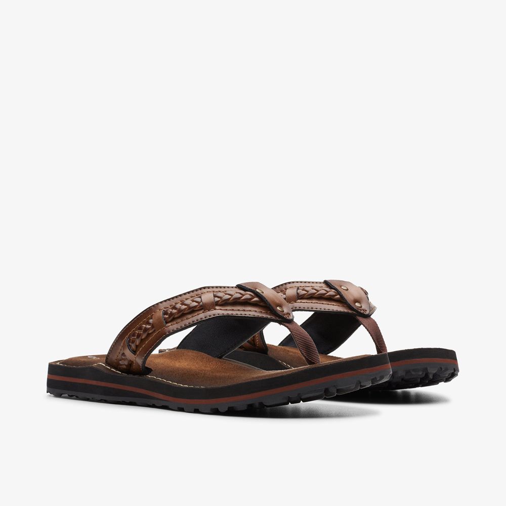 Brown Clarks Women's Fenner Nerice Flip Flops | 736FUYDWX