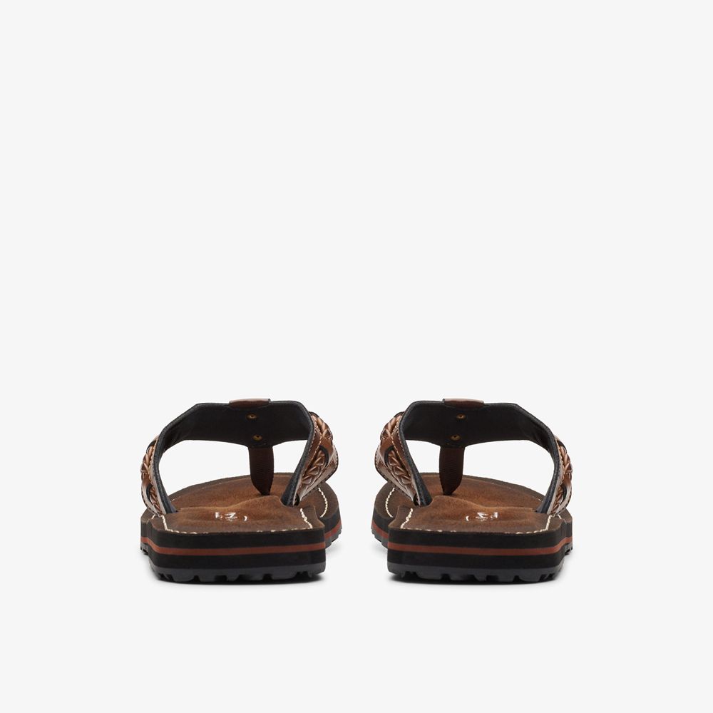 Brown Clarks Women's Fenner Nerice Flip Flops | 736FUYDWX