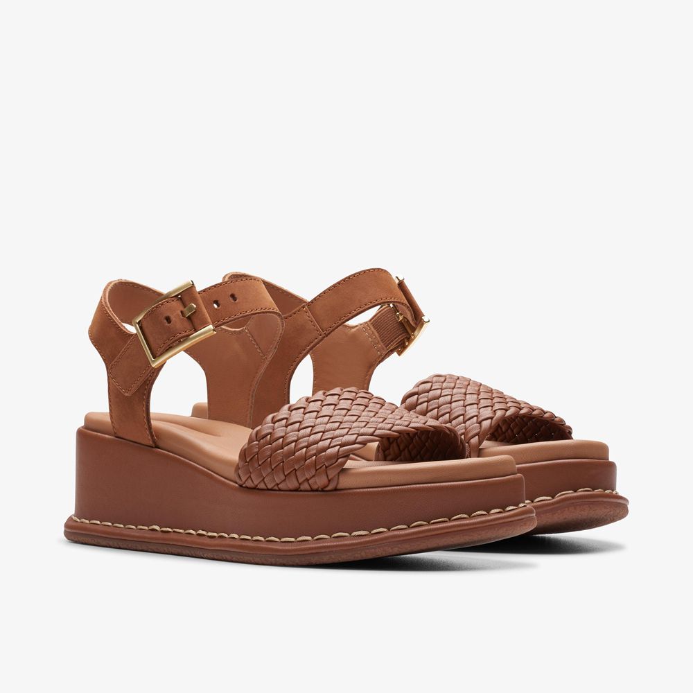 Brown Clarks Women's Kimmei Bay Wedge Sandals | 481YHVLTG