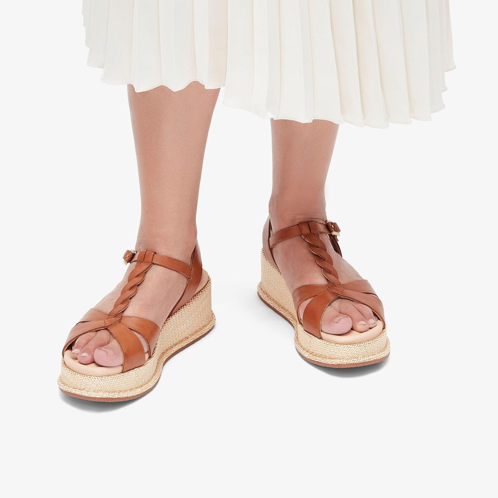 Brown Clarks Women's Kimmei Twist Wedge Sandals | 361KWXGVJ