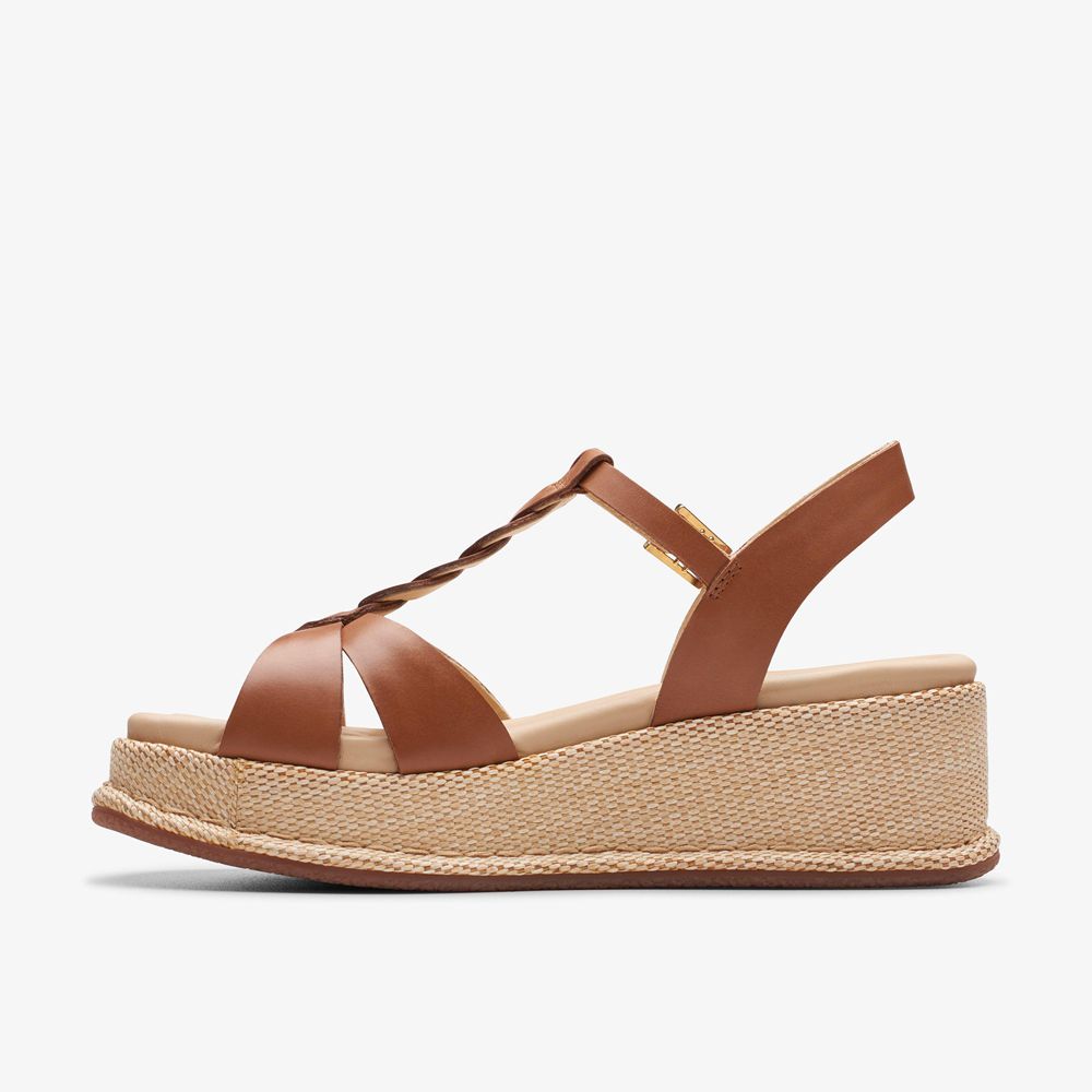 Brown Clarks Women's Kimmei Twist Wedge Sandals | 361KWXGVJ