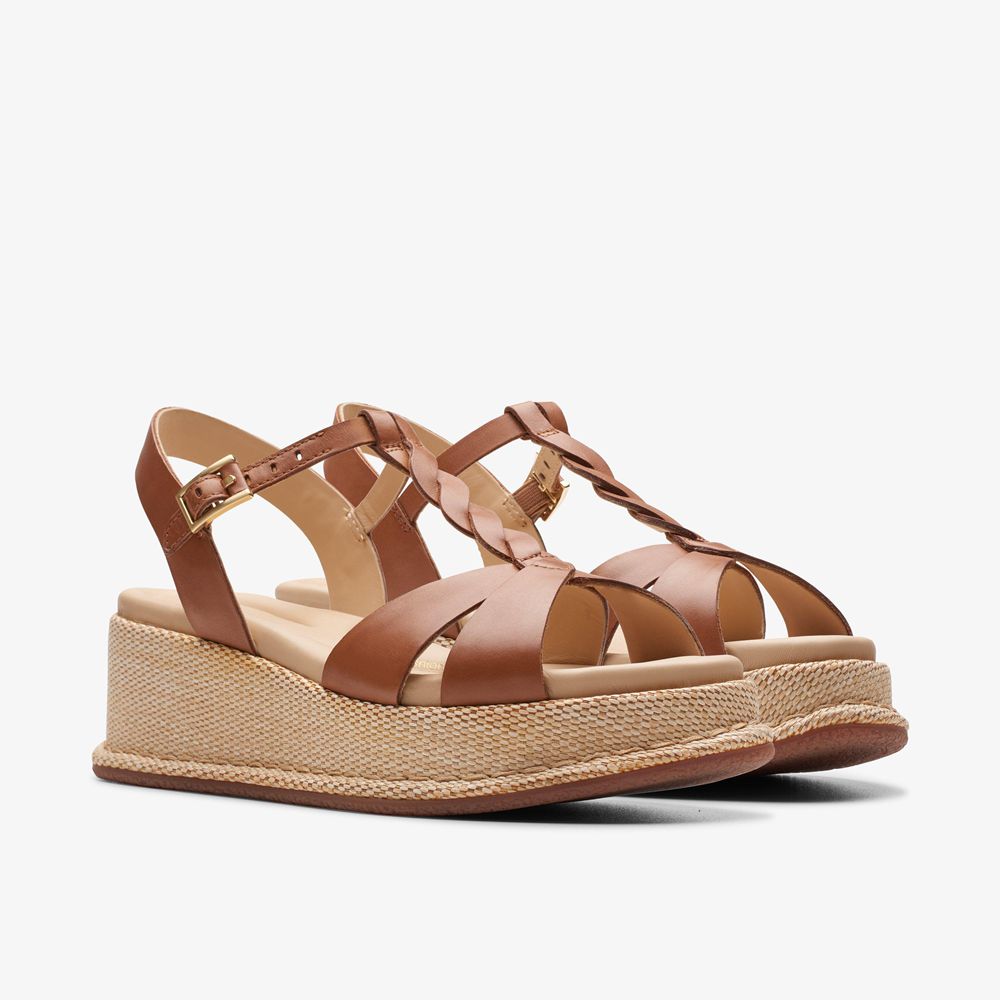 Brown Clarks Women's Kimmei Twist Wedge Sandals | 361KWXGVJ