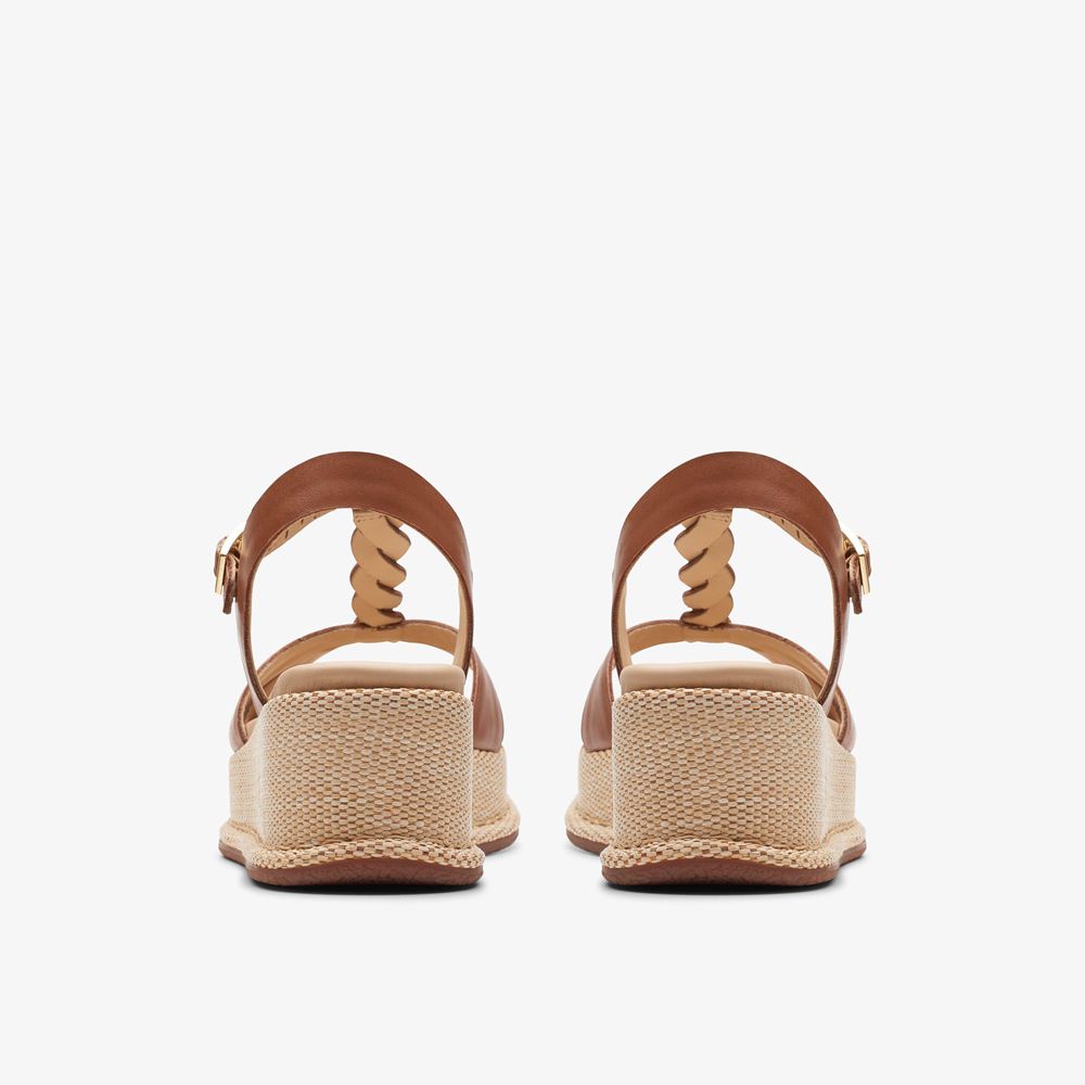 Brown Clarks Women's Kimmei Twist Wedge Sandals | 361KWXGVJ