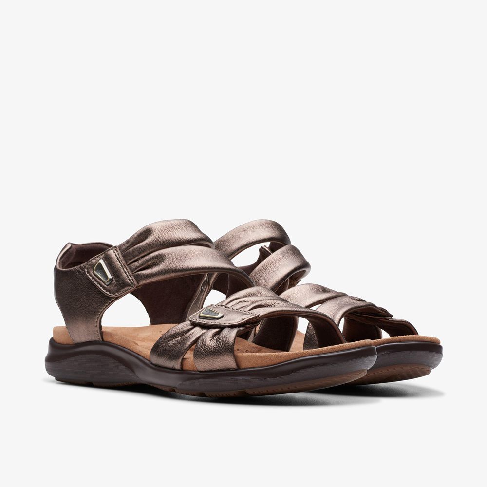 Brown Clarks Women's Kitly Ave Flat Sandals | 298GBWSHD