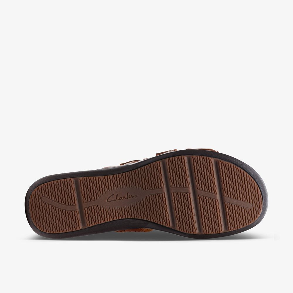 Brown Clarks Women's Kitly Walk Flat Sandals | 614TLZKRV