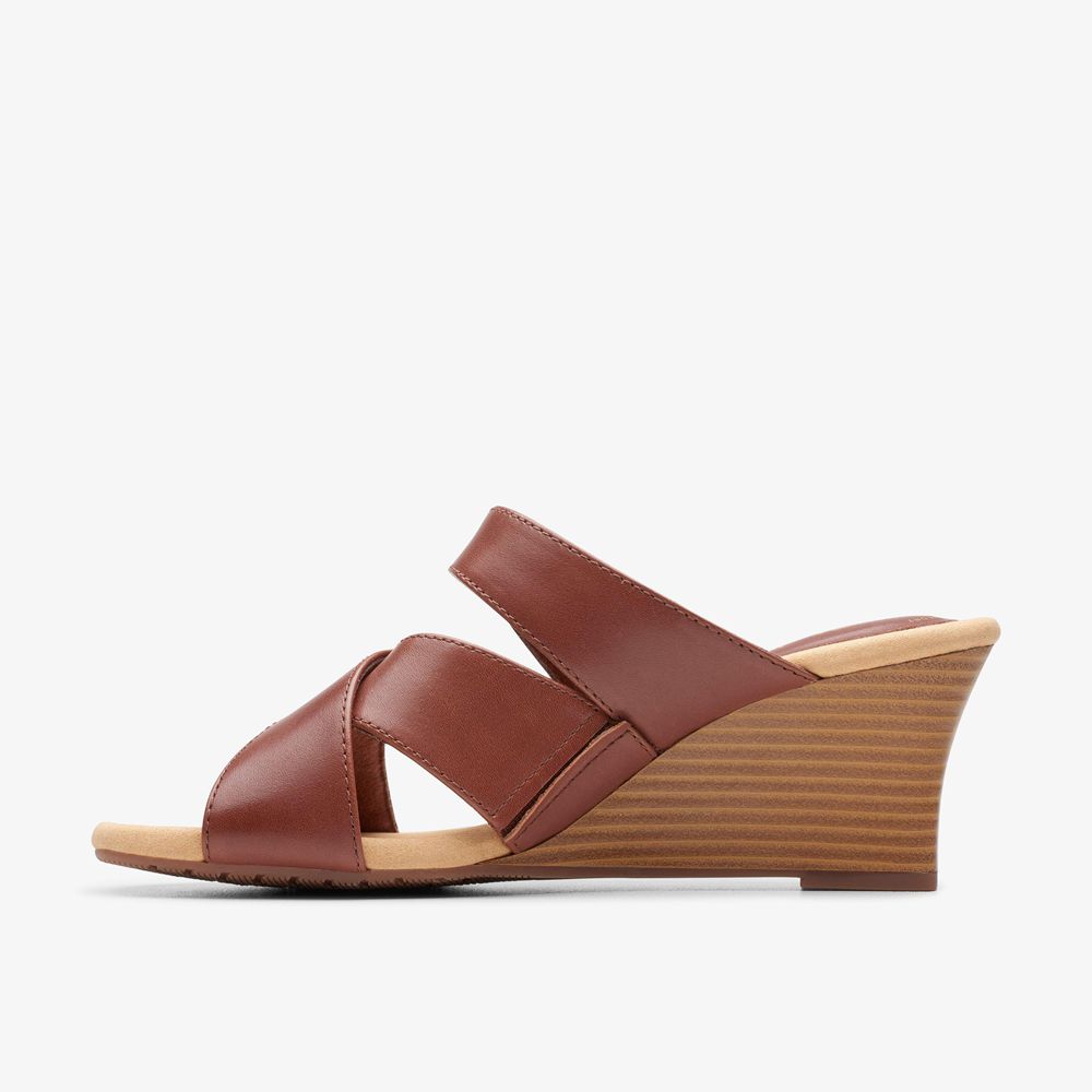 Brown Clarks Women's Kyarra Judi Wedge Sandals | 416UIFKQB