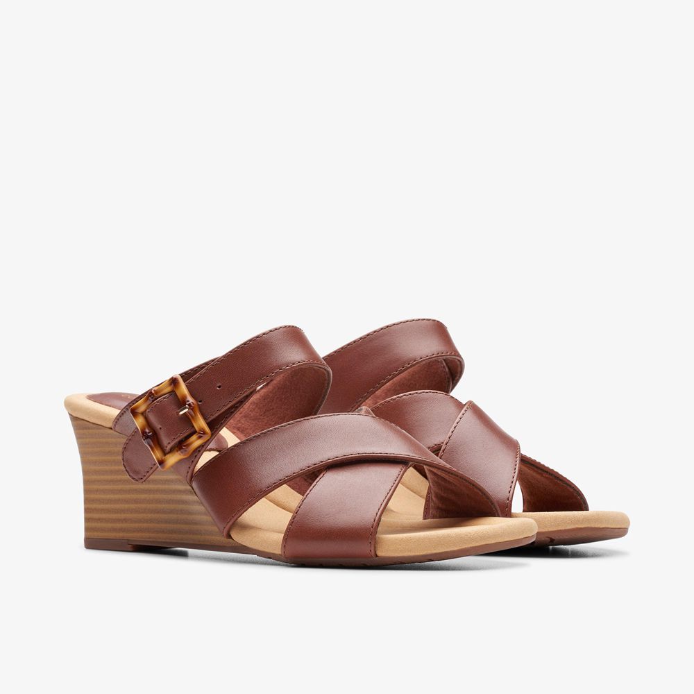 Brown Clarks Women's Kyarra Judi Wedge Sandals | 416UIFKQB