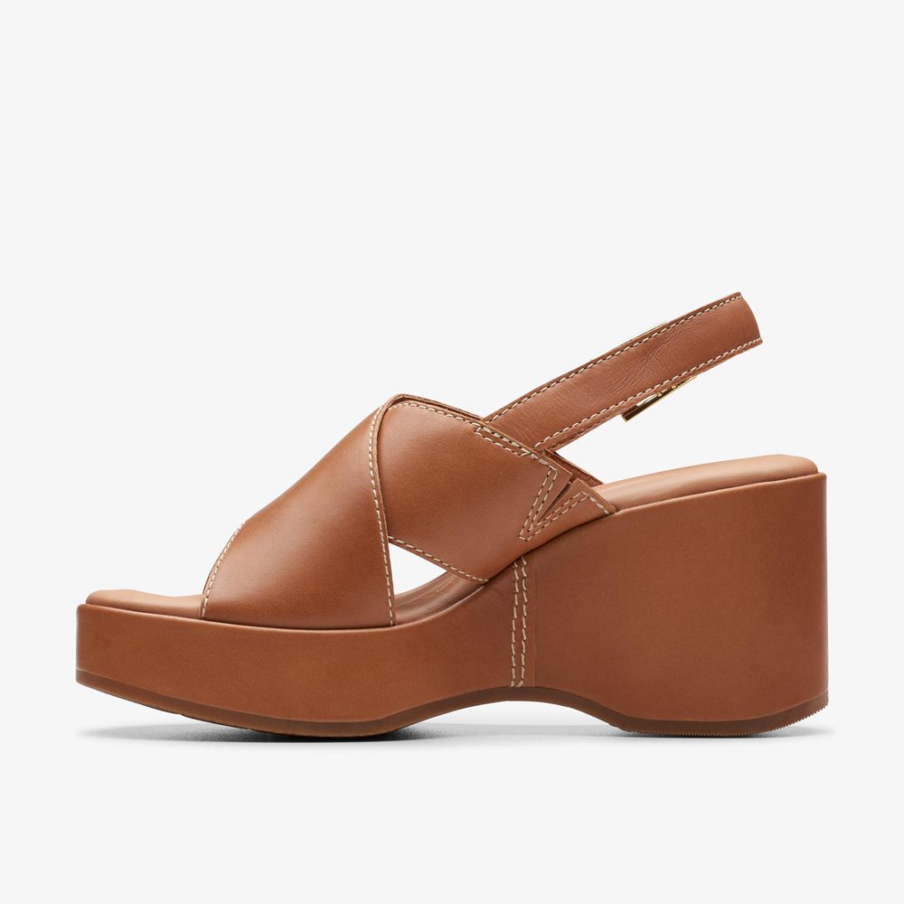 Brown Clarks Women's Manon Wish Wedge Sandals | 315IAFUVM