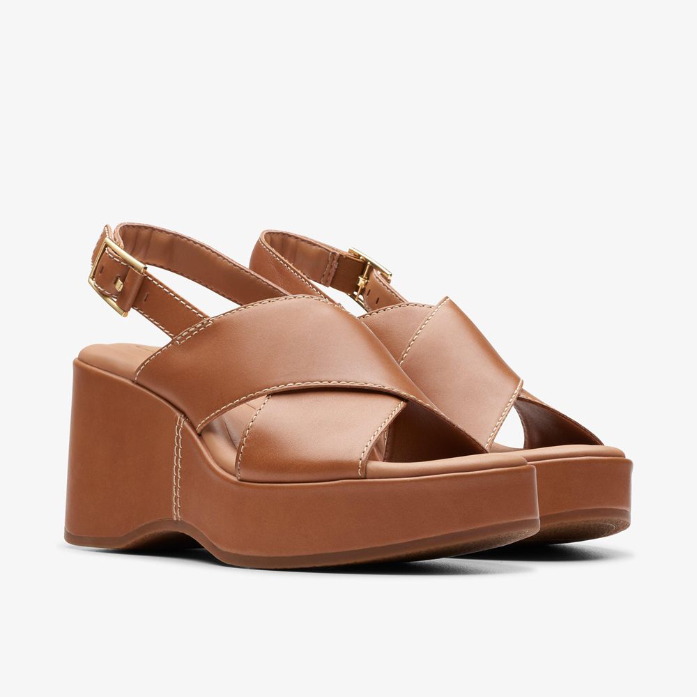 Brown Clarks Women's Manon Wish Wedge Sandals | 315IAFUVM