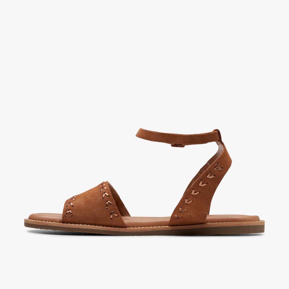 Brown Clarks Women's Maritime May Flat Sandals | 541EOWNUL