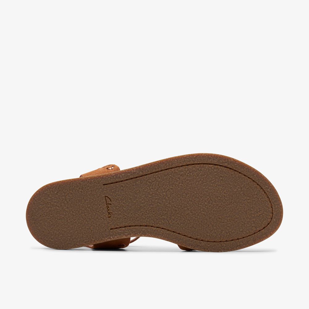 Brown Clarks Women's Maritime May Flat Sandals | 541EOWNUL