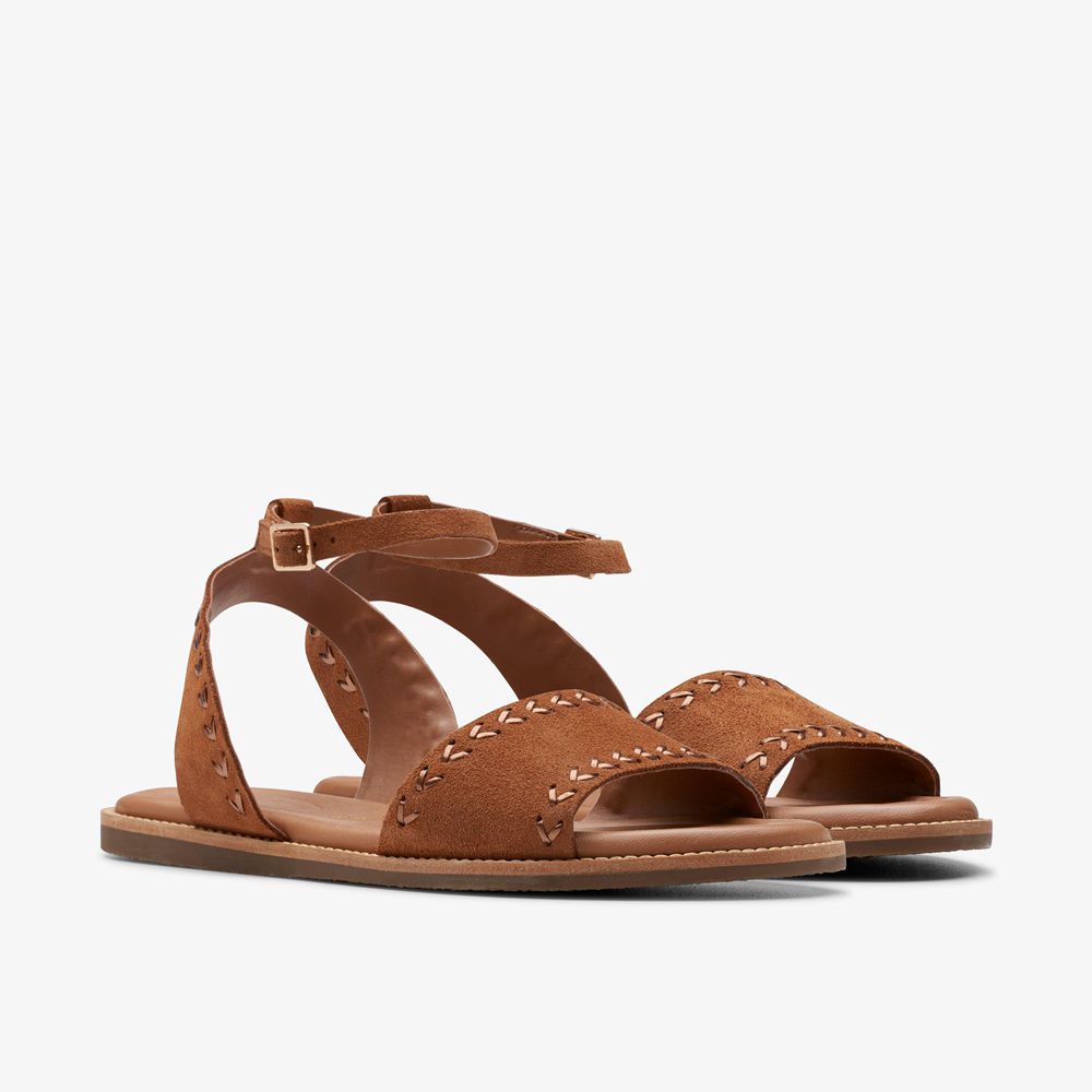 Brown Clarks Women's Maritime May Flat Sandals | 541EOWNUL