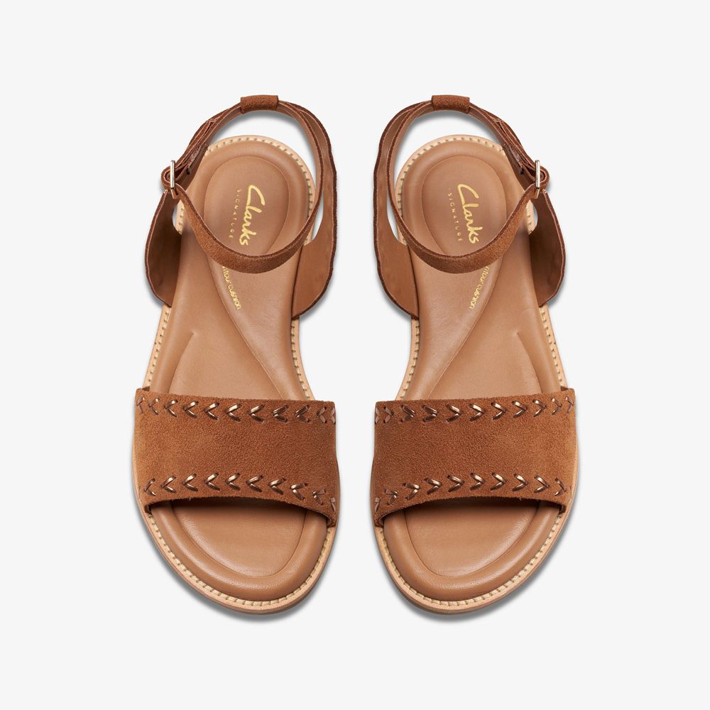 Brown Clarks Women's Maritime May Flat Sandals | 541EOWNUL