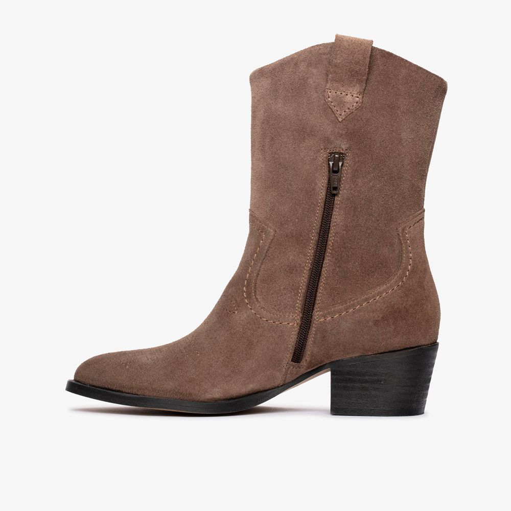 Brown Clarks Women's Octavia Up Mid Boots | 513WLCOHZ