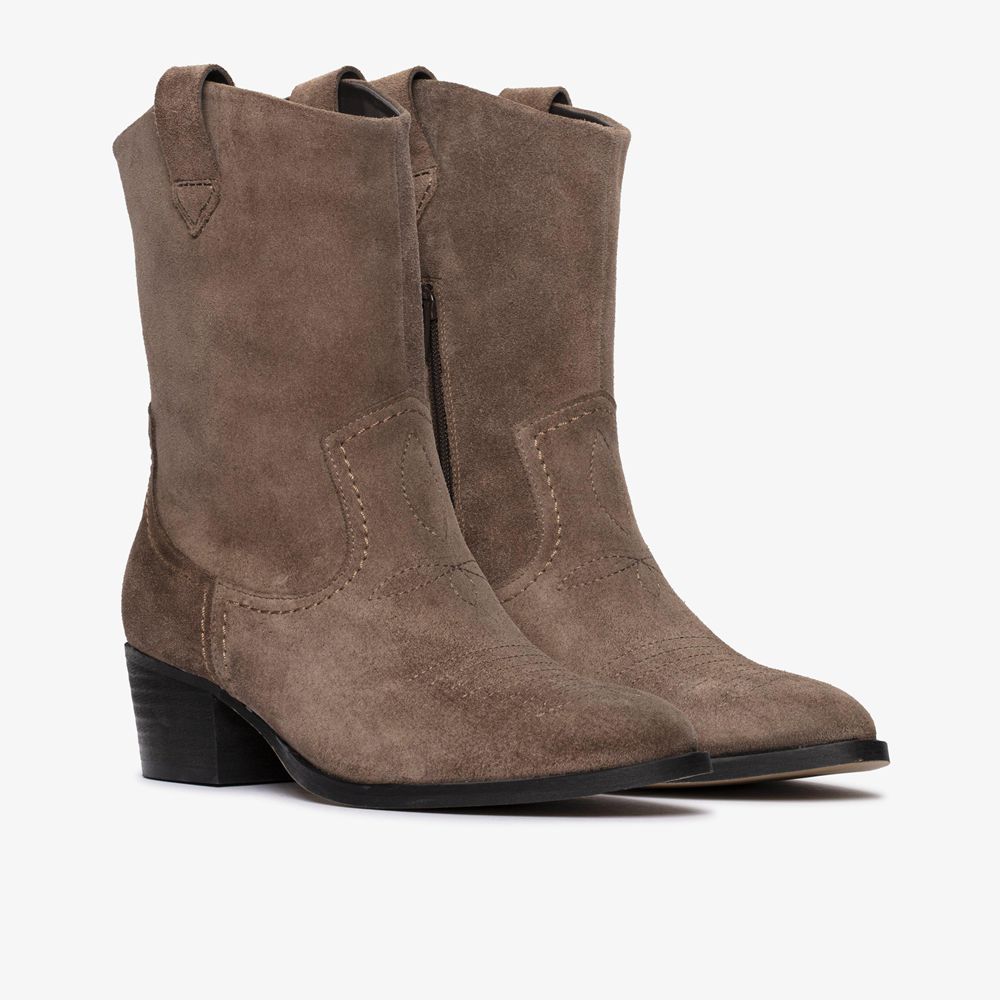 Brown Clarks Women's Octavia Up Mid Boots | 513WLCOHZ