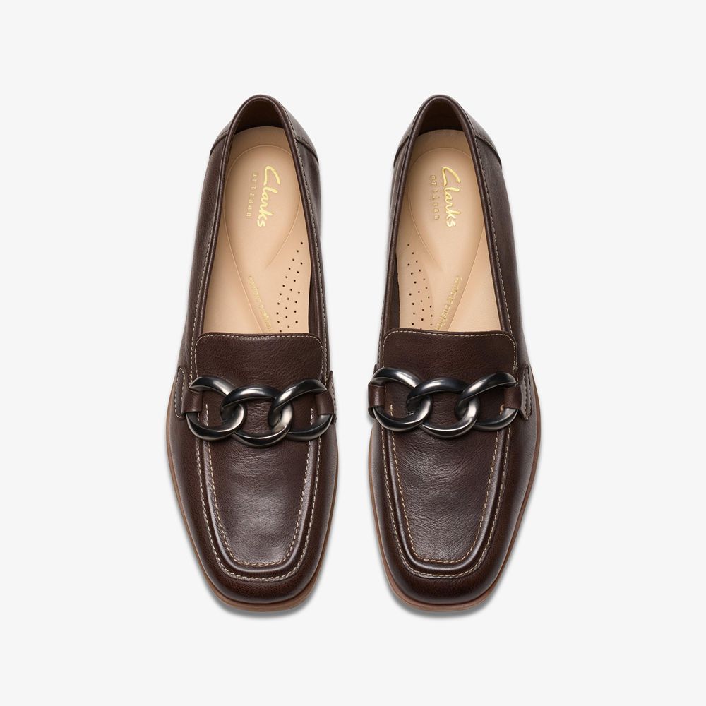 Brown Clarks Women's Sarafyna Iris Loafers | 254OWKBNV