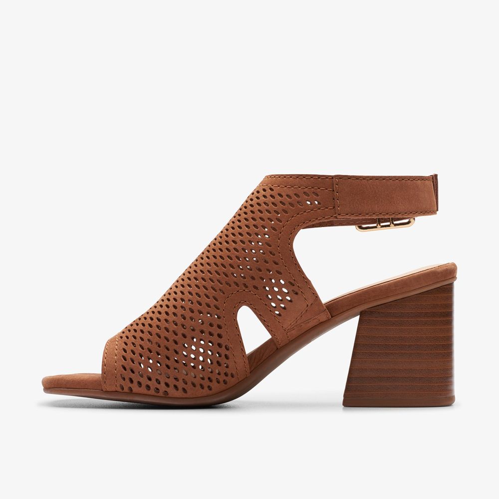 Brown Clarks Women's Siara 65 Flow Heeled Sandals | 243OFXPAM