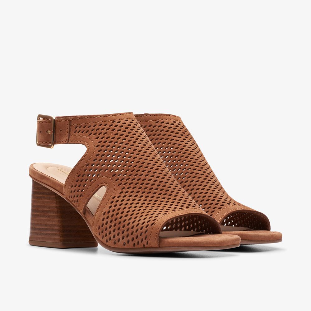 Brown Clarks Women's Siara 65 Flow Heeled Sandals | 243OFXPAM