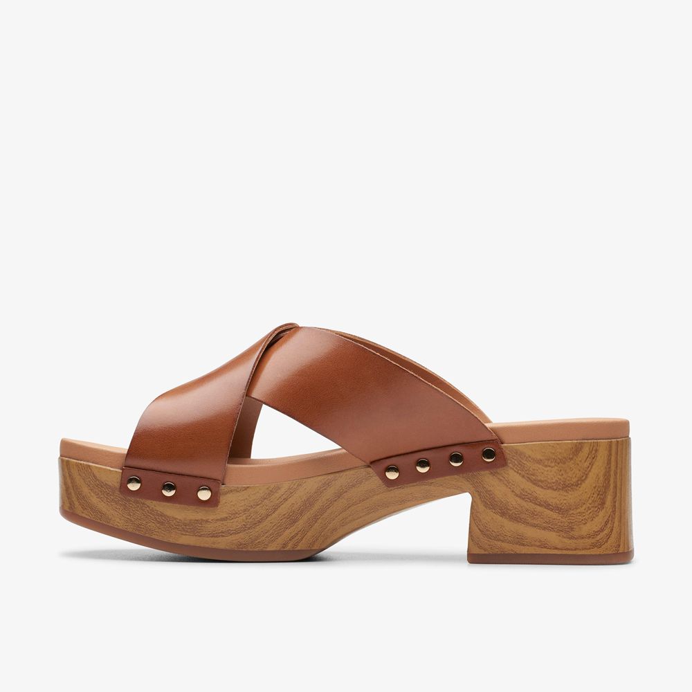 Brown Clarks Women's Sivanne Walk Heeled Sandals | 025XRODYH