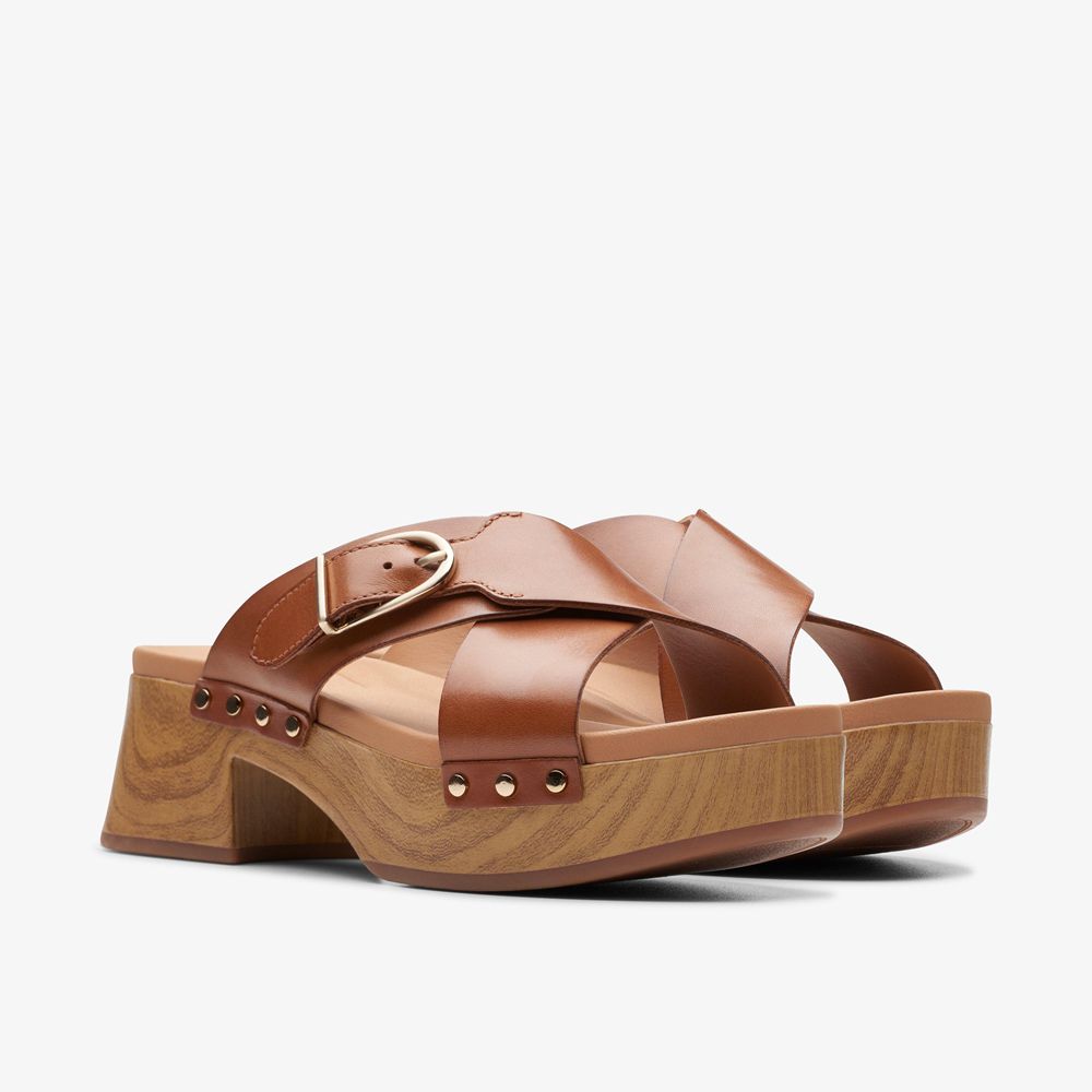 Brown Clarks Women's Sivanne Walk Heeled Sandals | 025XRODYH