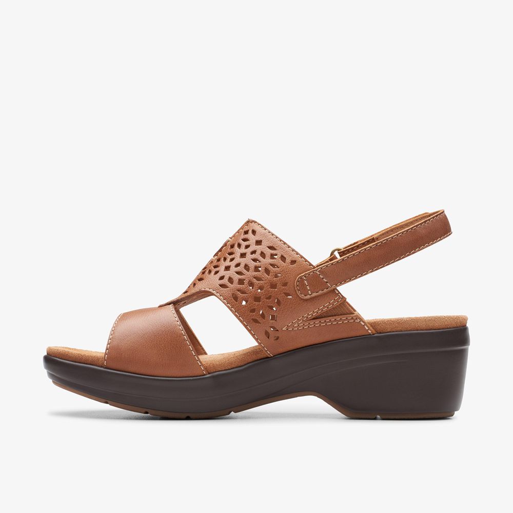 Brown Clarks Women's Tuleah Sun Heeled Sandals | 156DWFAPX