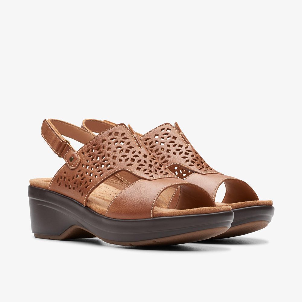 Brown Clarks Women's Tuleah Sun Heeled Sandals | 156DWFAPX