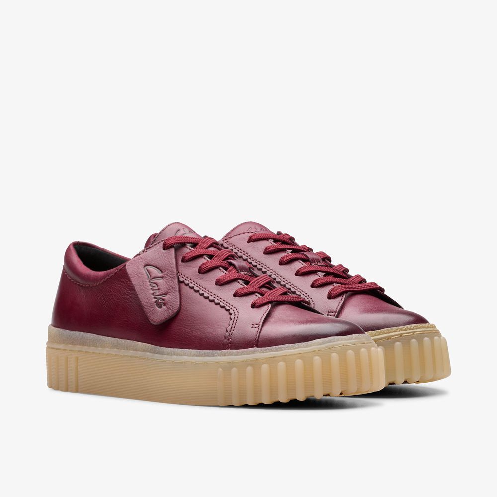 Burgundy Clarks Women's Mayhill Walk Sneakers | 403LDRVSI