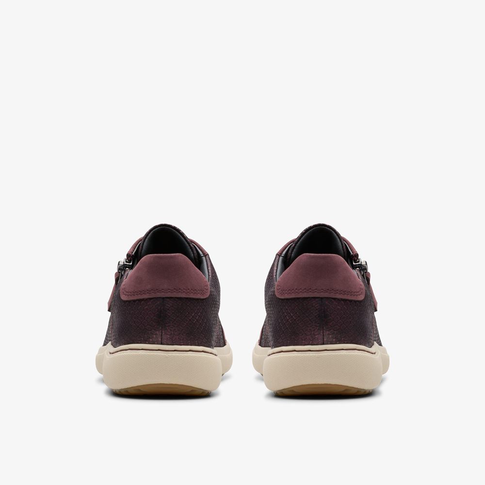 Burgundy Clarks Women's Nalle Lace Sneakers | 093JQAZGD