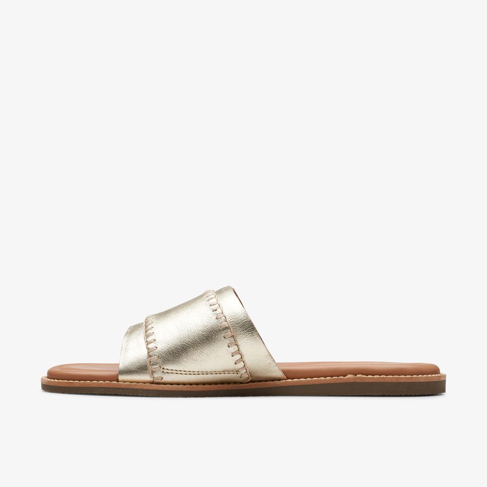 Gold Clarks Women's Maritime Mule Flat Sandals | 389TRKSOD