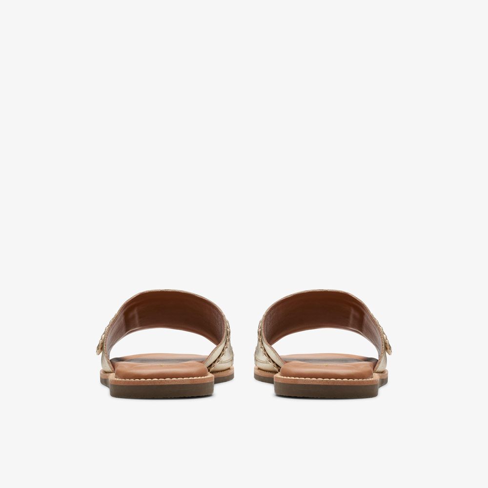 Gold Clarks Women's Maritime Mule Flat Sandals | 389TRKSOD