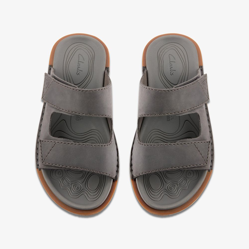 Grey Clarks Men's Litton Strap Flat Sandals | 439DXQGSR