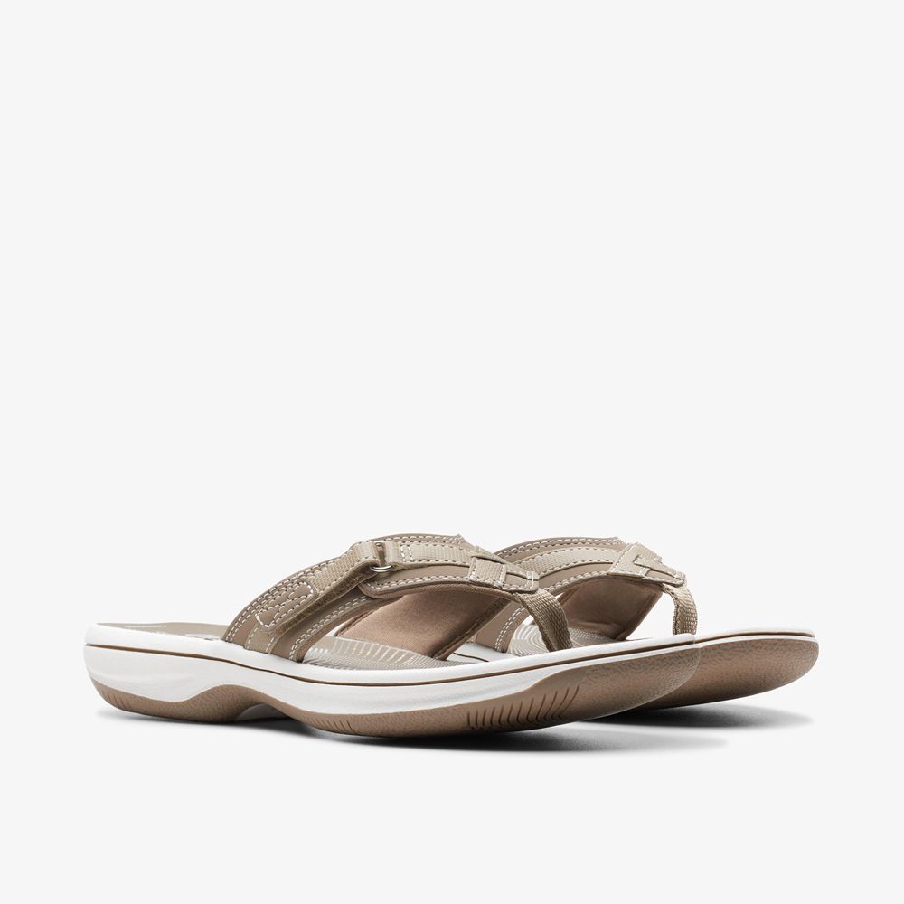 Grey Clarks Women's Breeze Sea Flip Flops | 128SGRDYB