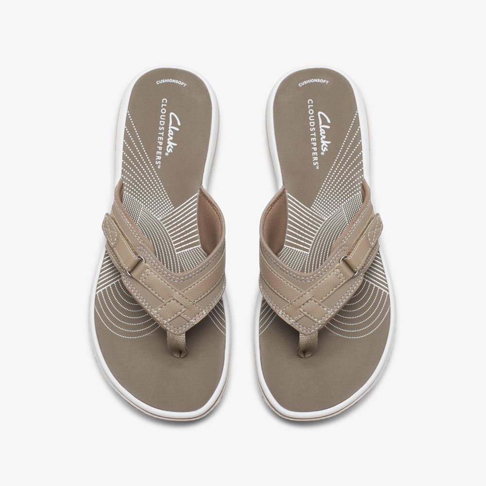 Grey Clarks Women's Breeze Sea Flip Flops | 128SGRDYB