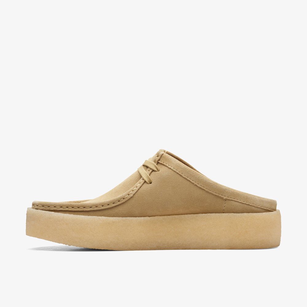 Khaki Clarks Men's Wallabee Cup Lo Mules | 894MBDAIS