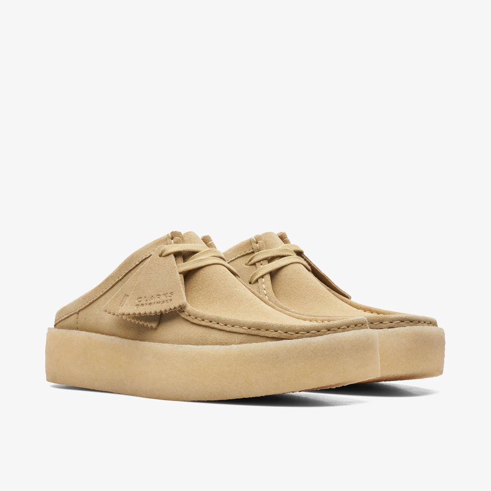 Khaki Clarks Men's Wallabee Cup Lo Mules | 894MBDAIS