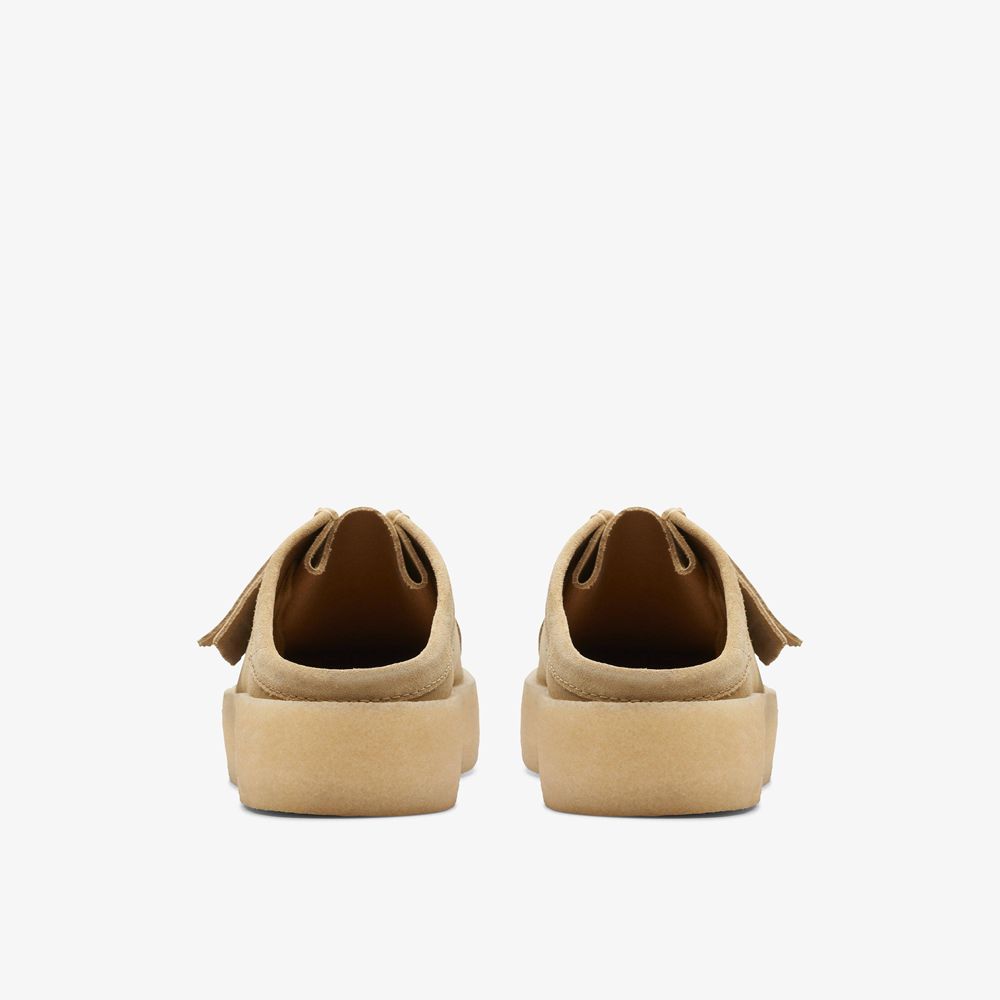 Khaki Clarks Men's Wallabee Cup Lo Mules | 894MBDAIS