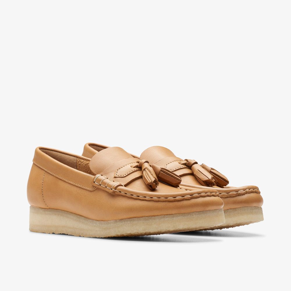 Khaki Clarks Women's Wallabee Loafer Slip On Shoes | 549ICDOUA