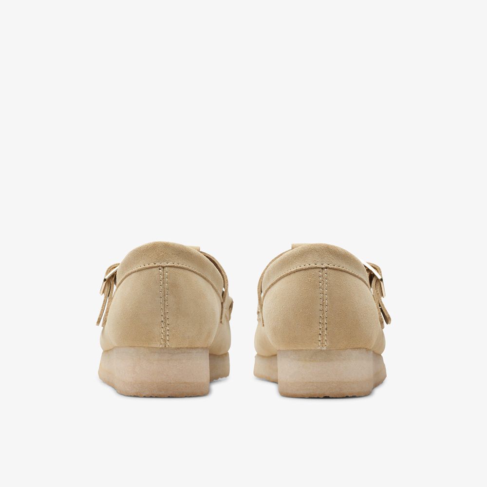 Khaki Clarks Women's Wallabee T-bar Loafers | 563NJEYGH