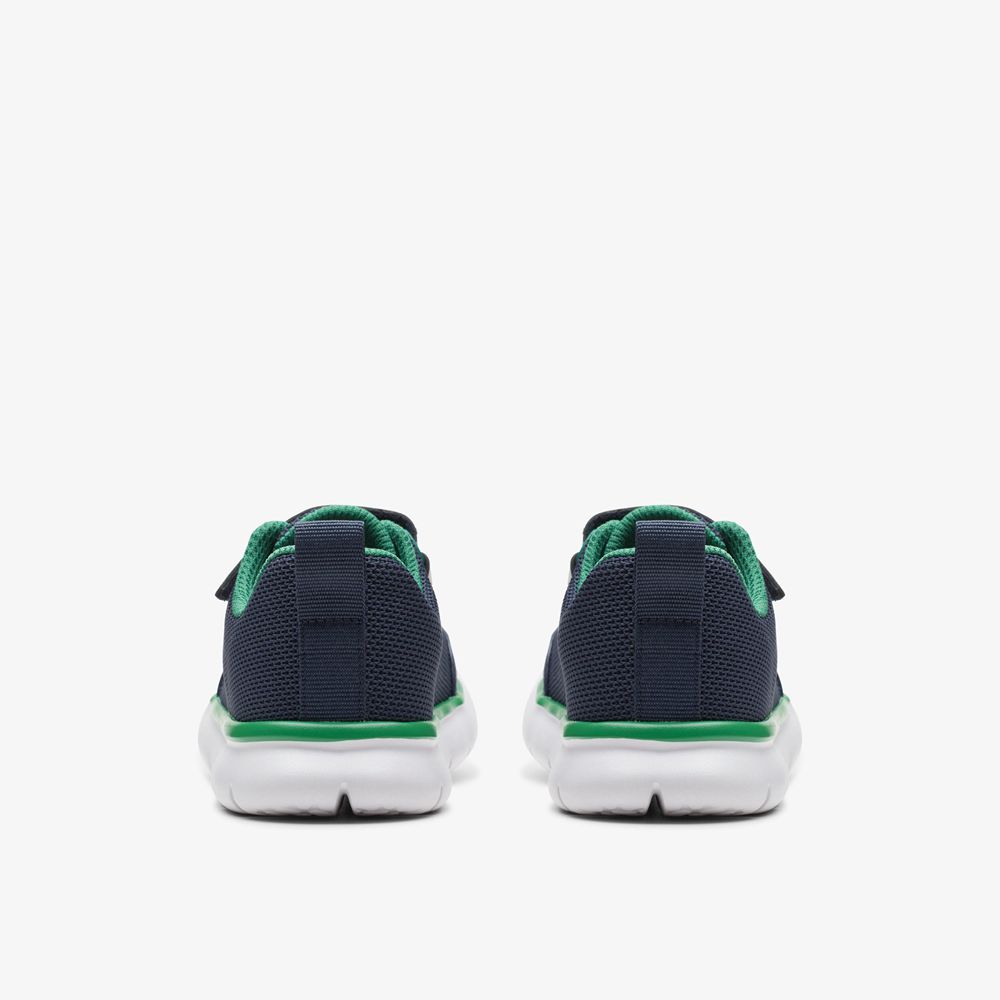 Navy Clarks Kids Hoop Run Sneakers | 640LBZJFN