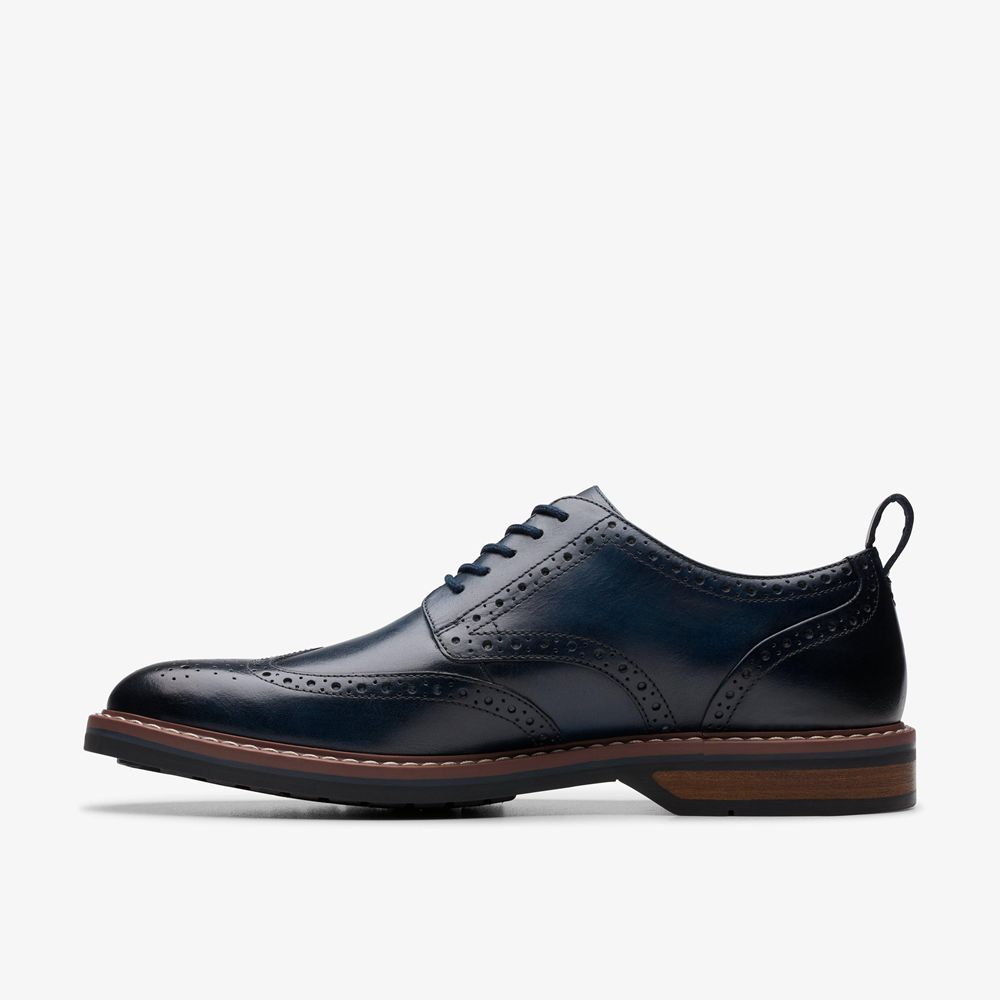 Navy Clarks Men's Aldwin Limit Oxfords | 926XAWYLO