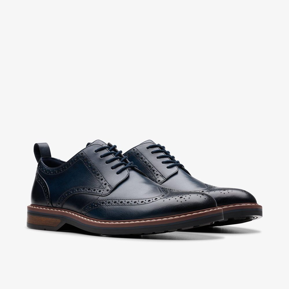 Navy Clarks Men's Aldwin Limit Oxfords | 926XAWYLO