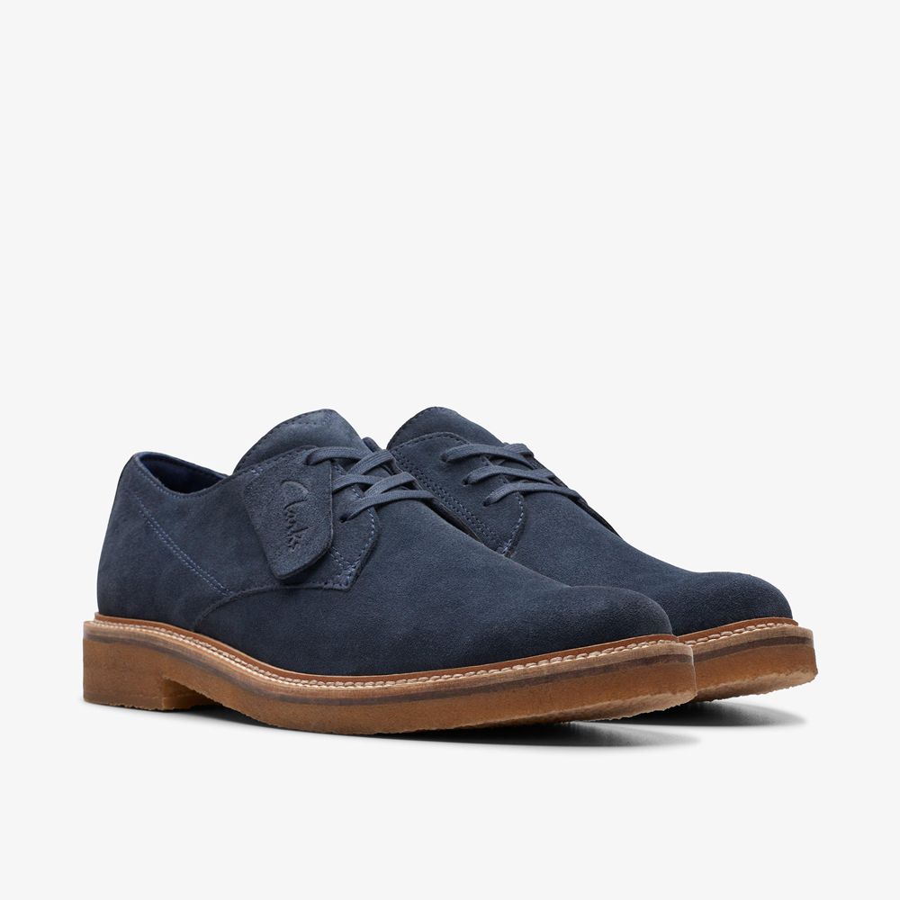 Navy Clarks Men's Clarkdale Derby Oxfords | 924ZUNMHV