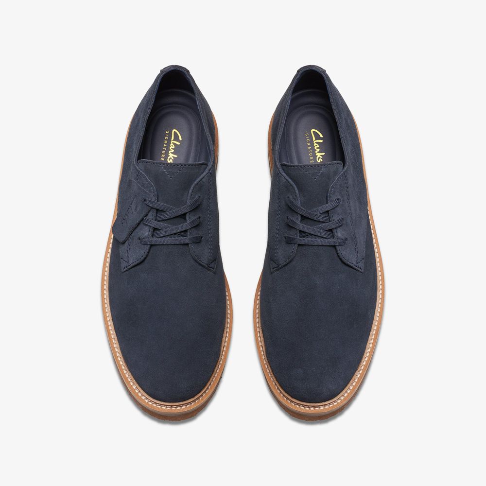 Navy Clarks Men's Clarkdale Derby Oxfords | 924ZUNMHV