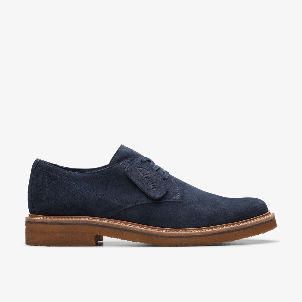 Navy Clarks Men\'s Clarkdale Derby Oxfords | 924ZUNMHV