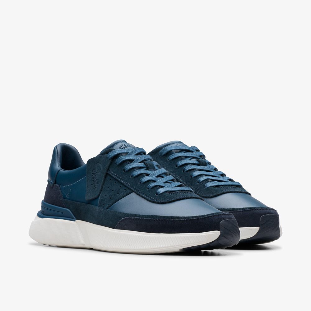 Navy Clarks Men's Craft Pace Sneakers | 746XHIUKA