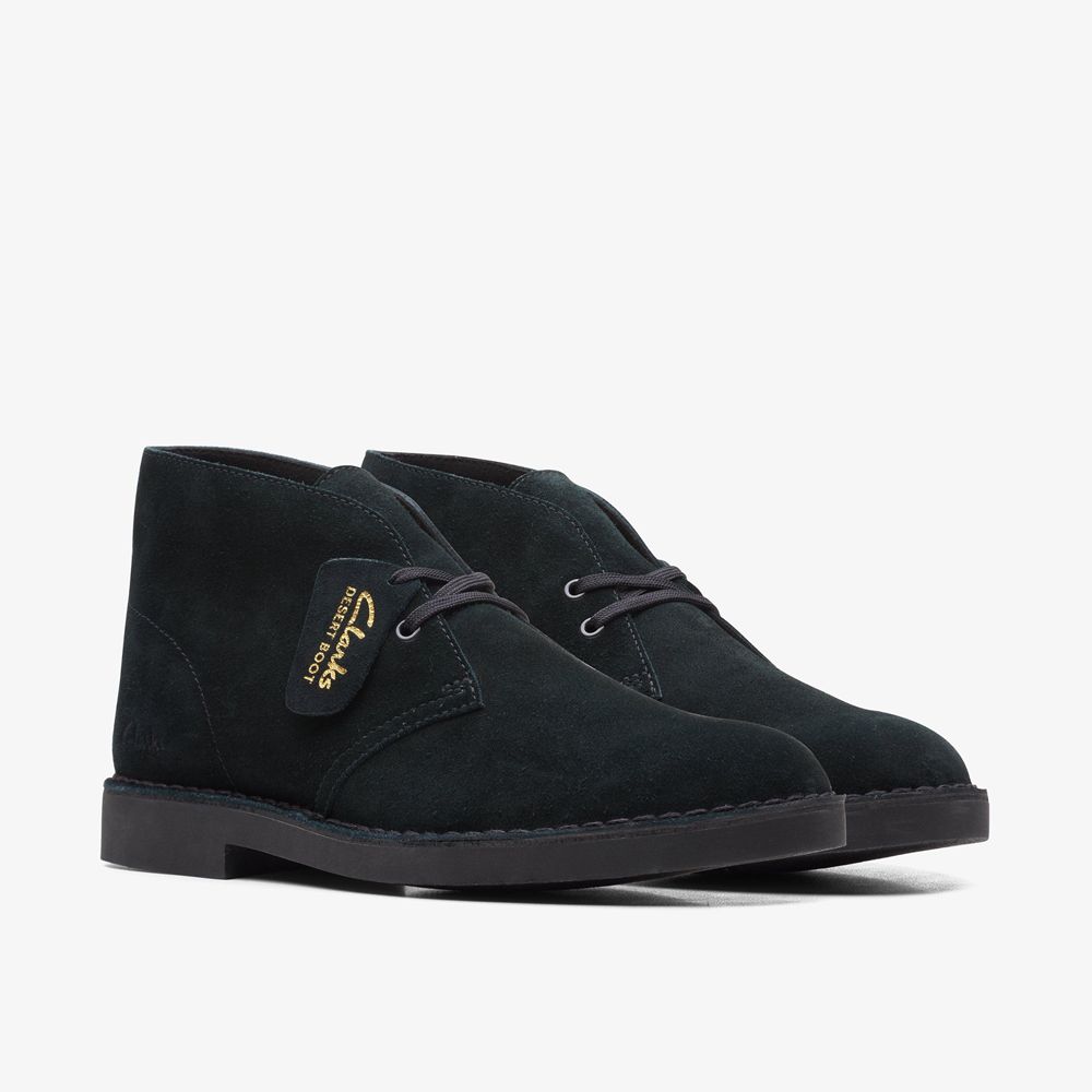 Navy Clarks Men's Desert Evo Boots | 527AFRNMX