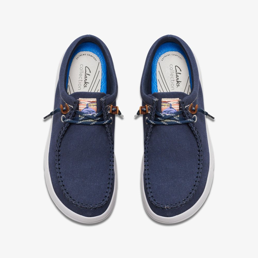 Navy Clarks Men's Driftlite Surf Boat Shoes | 078KVRMSD