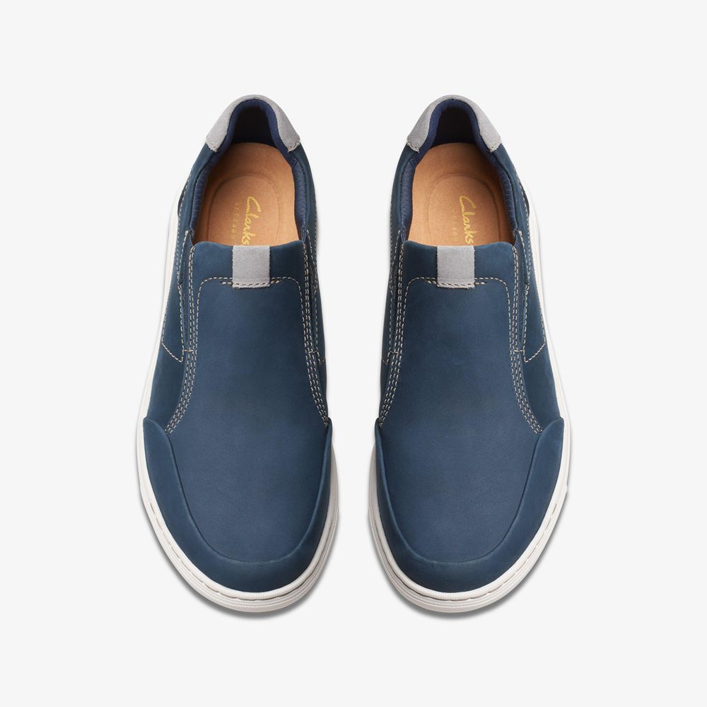 Navy Clarks Men's Mapstone Step Sneakers | 560RQOEZJ