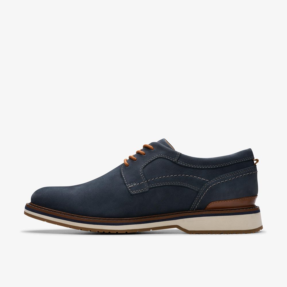 Navy Clarks Men's Monahan Plain Oxfords | 693OVDGAZ